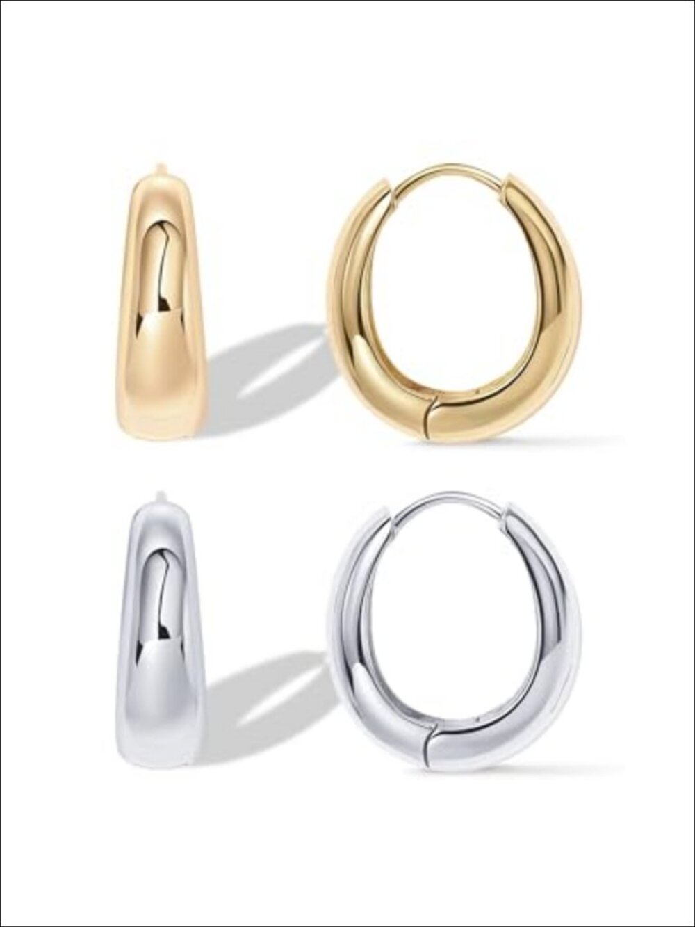 14K Gold Plated Chunky Hoop Earrings for Women Hypoallergenic
